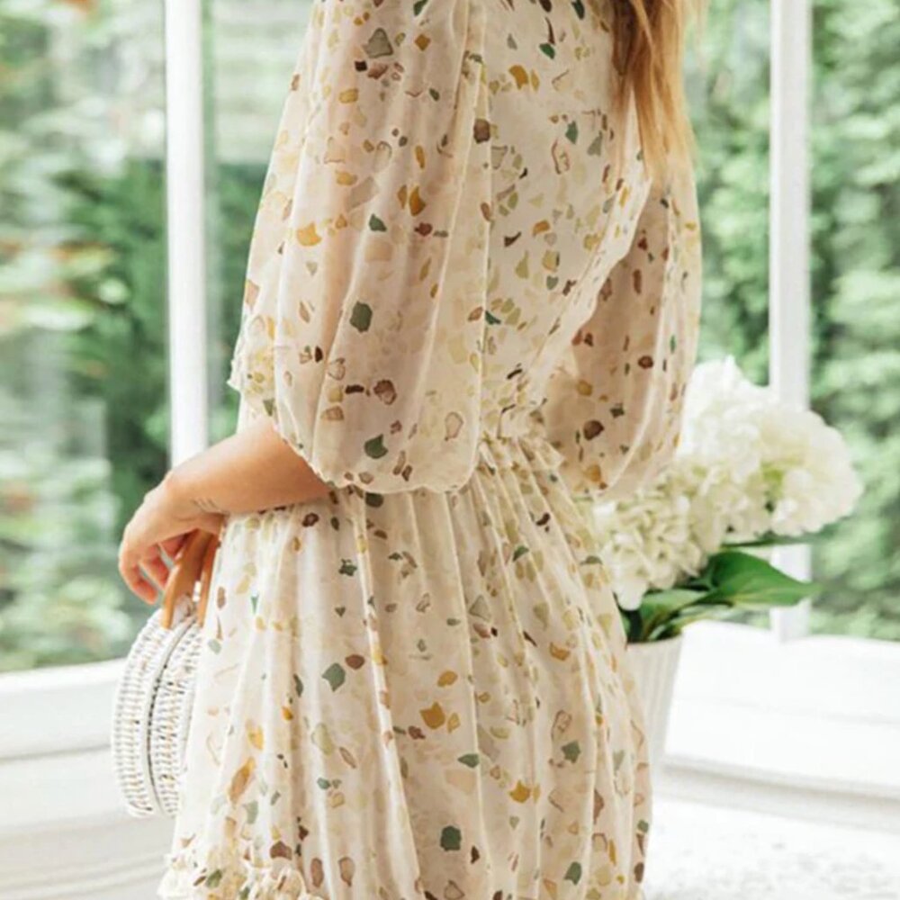 Spring Summer V Neck Mini Dress - Picture 6 of 7